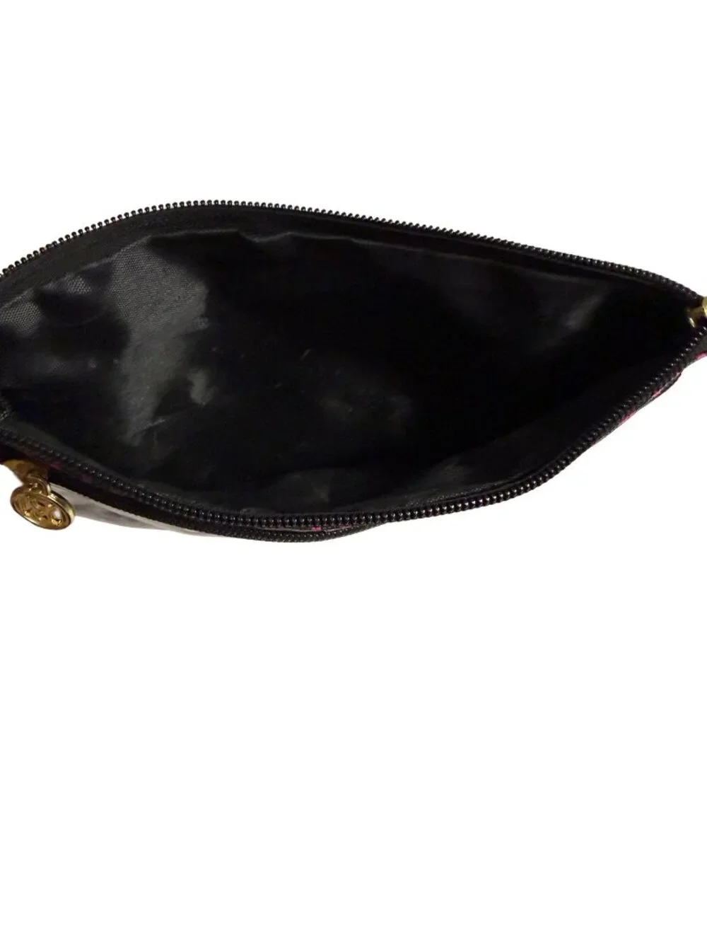 Badgley Mischka Pink Black BM Monogram Clear Cosmetic Travel Bag Double Zip 8